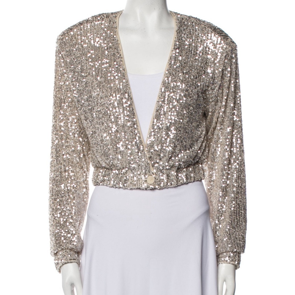 Shimmering Sequin Cropped Blazer